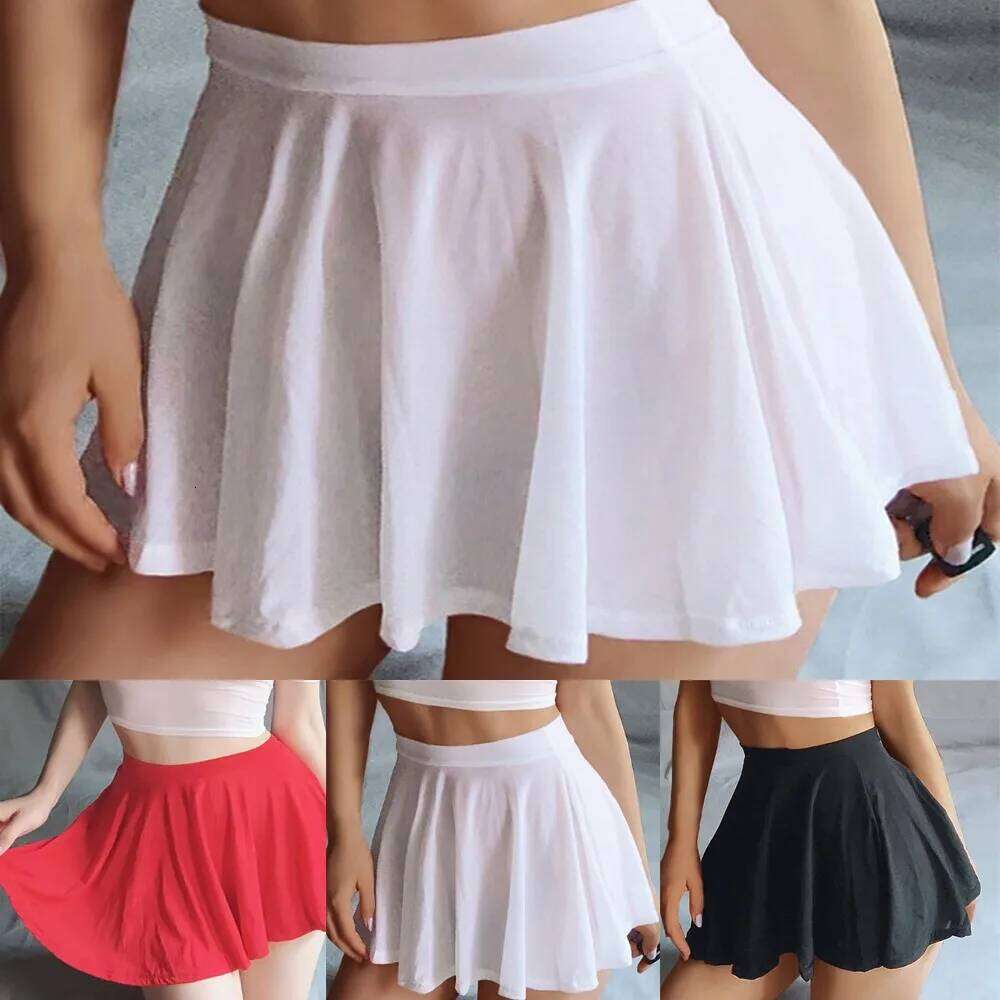 Women Sexy Pleated Transparent A-Line High Rise Costume Lingerie Sheer Skirts Casual Simple Fashion Ladies Mini Skirt XJ260131