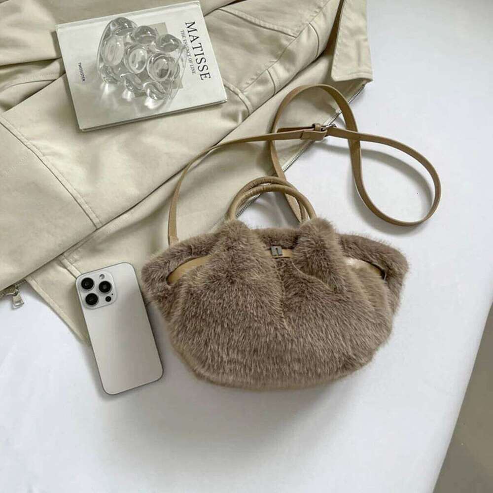 Fashion Shoulder Bag Plush Texture High Gloss Finish Large Capacity Soft Material Magnetic Snap Adjustable Strap Daily Commute XJ260131