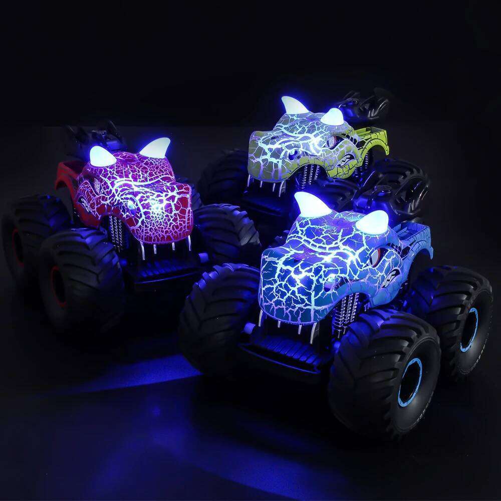 Cracked Dinosaur Stunt Buggy Spray Lights Spinning Climbing Children's RC Toy Car Y260131