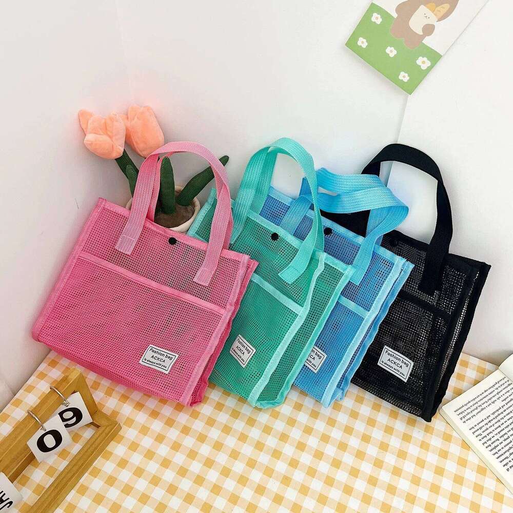 Minimalist Large Capacity Mesh Beach Women's Handle Bag Shopping Travel