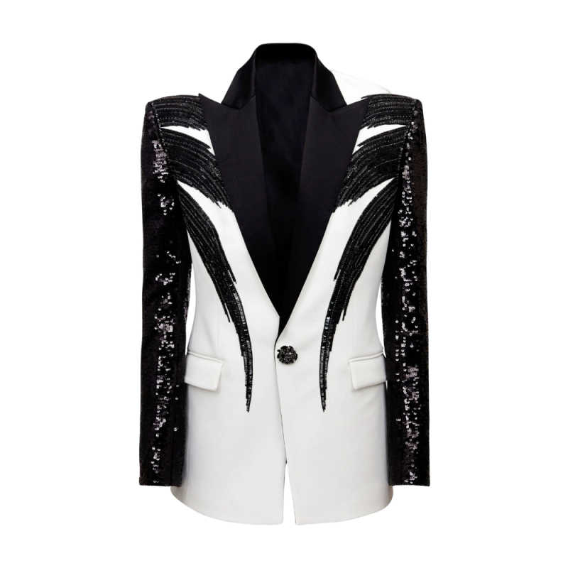 Fashion Mens Suits 2 Pieces Jacket Pants Peaked Lapel Single Breasted Rhinestones Beading Special Occasion Party Customized traje de hombre