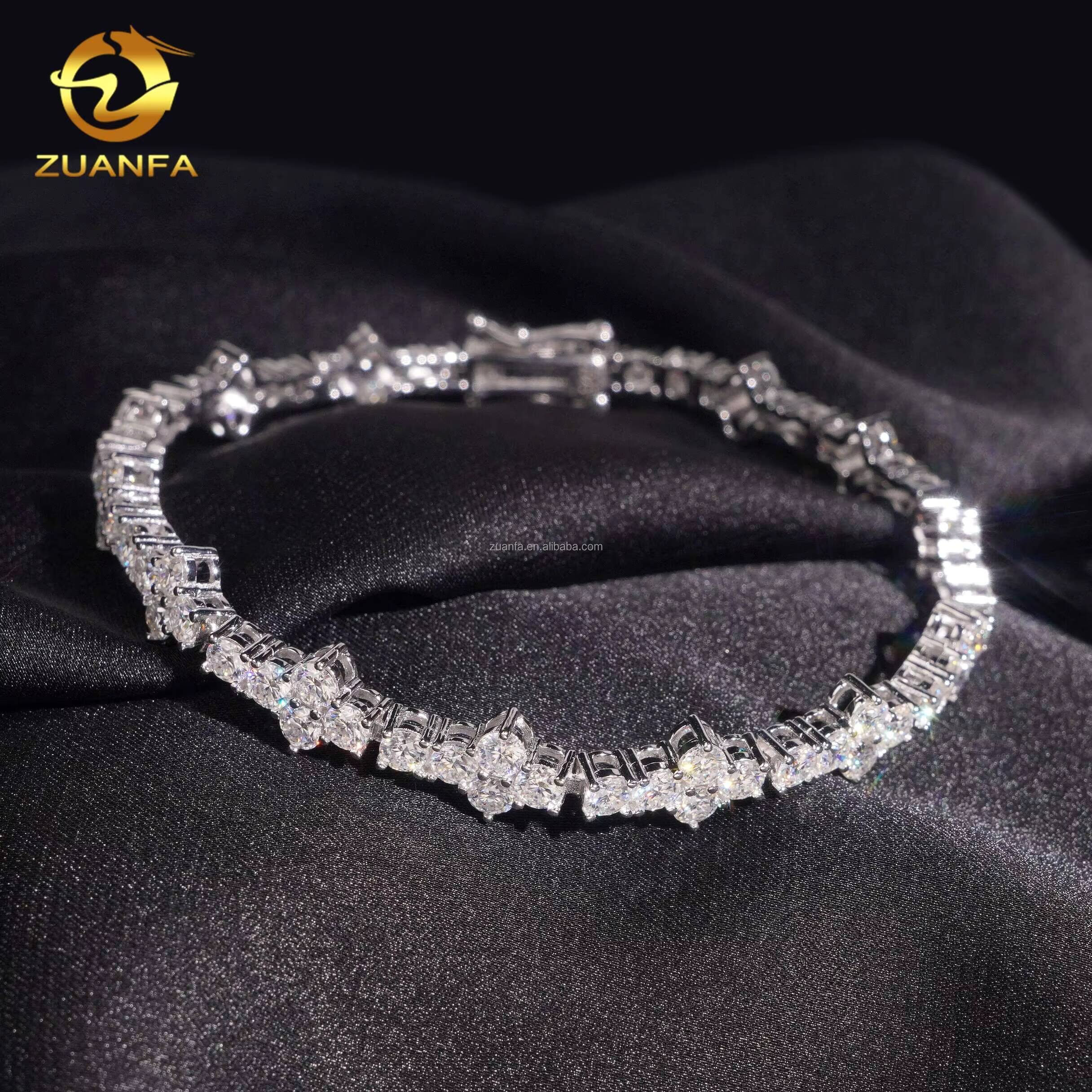 Ship in USA Warehouse Pass Diamond Tester Stock 3mm 925 Solid Silver Hip Hop Iced Out VVS1 Moissanite Diamond Tennis Bracelet