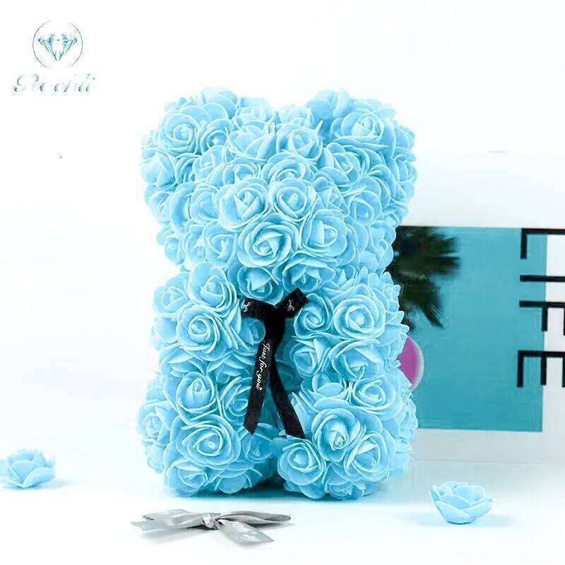 Romantic Rose Bear Eternal Flower Valentine's Day Gift, Christmas Wedding Floral Home Decor for Party Festival Decoration Y260131