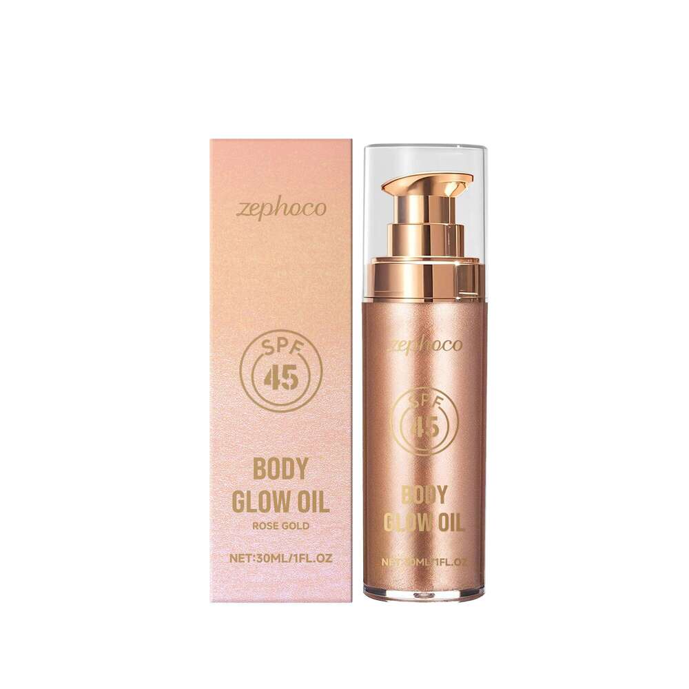 zephoco Rose Gold Coconut Glitter Summer Protective Moisturizing Glossy Non-Sticky Body Oil S260131