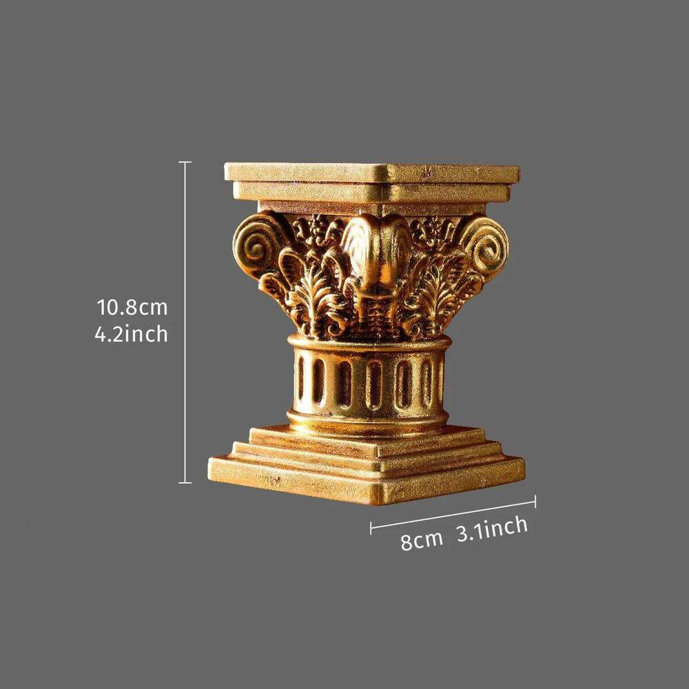 1PC, European retro Roman column-shaped candlestick, a warm and cozy decorative item in center of the desktop Y260131