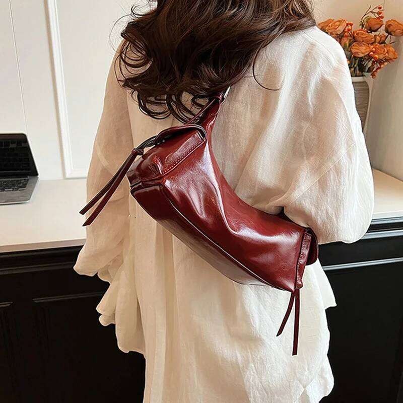 Temperament Casual Punk Underarm Retro Double Pocket Y2K Armpit Bag Minimalist Solid Color Pillow Handbag Travel