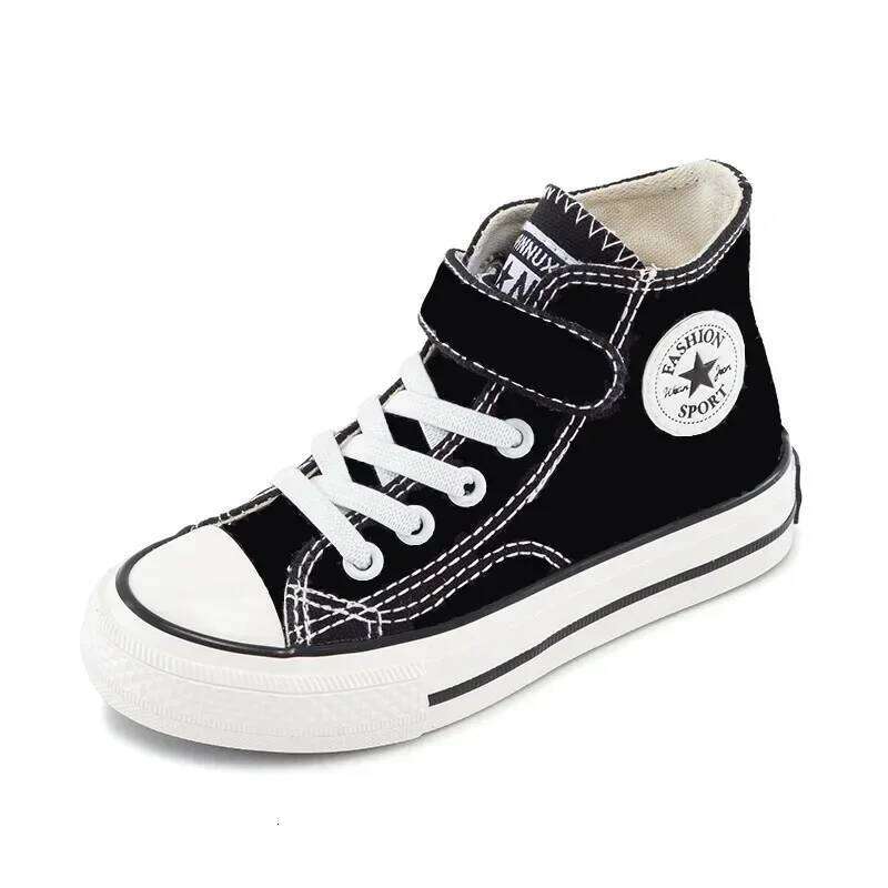 New Fashion Canvas Flat Shoes, Children's High-top Non-slip Sneakers, Student Casual Shoes Y260128