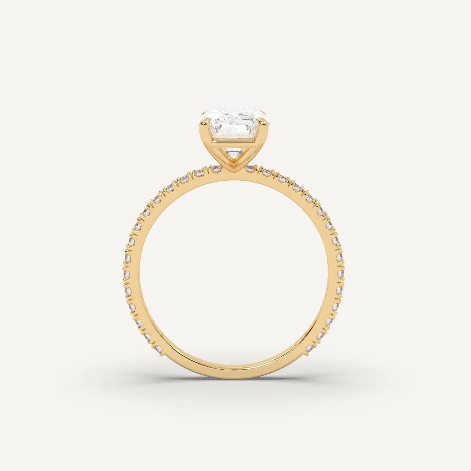 IGI Certified 1CT D VVS2 Emerald Cut Lab Grown Diamond Engagement Ring With Pave Set Side Stones 14K Gold Diamond Ring