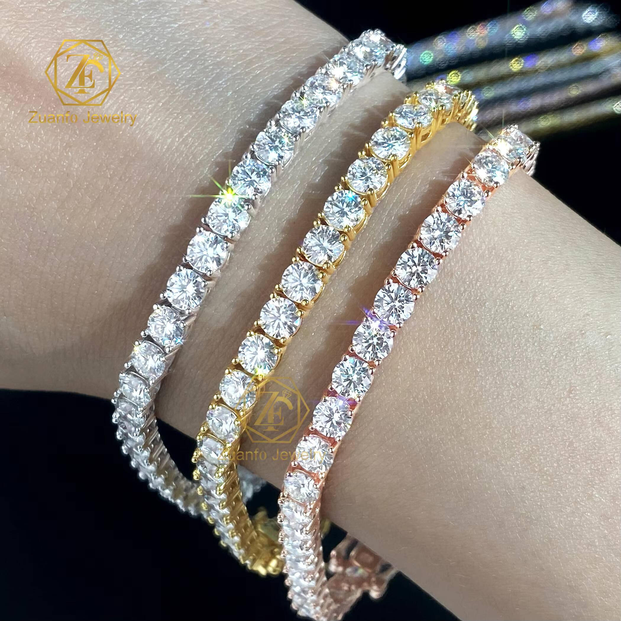 100 LAB Grown Diamond Bracelet 4mm 7in 8inches 10K Solid Gold DEF VVS-VS LAB Diamond Bracelet Tennis Chain for Women Man