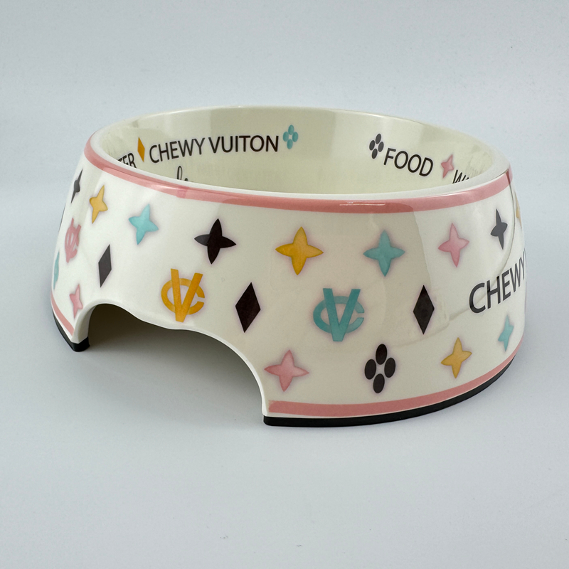 Designer Dog Bowl, Luxury Dog Food & Water Bowls for Small, Medium Large Dog Breeds, Food Grade BPA Free, Non-Skid Bottom Dishwasher Safe, Size Large 