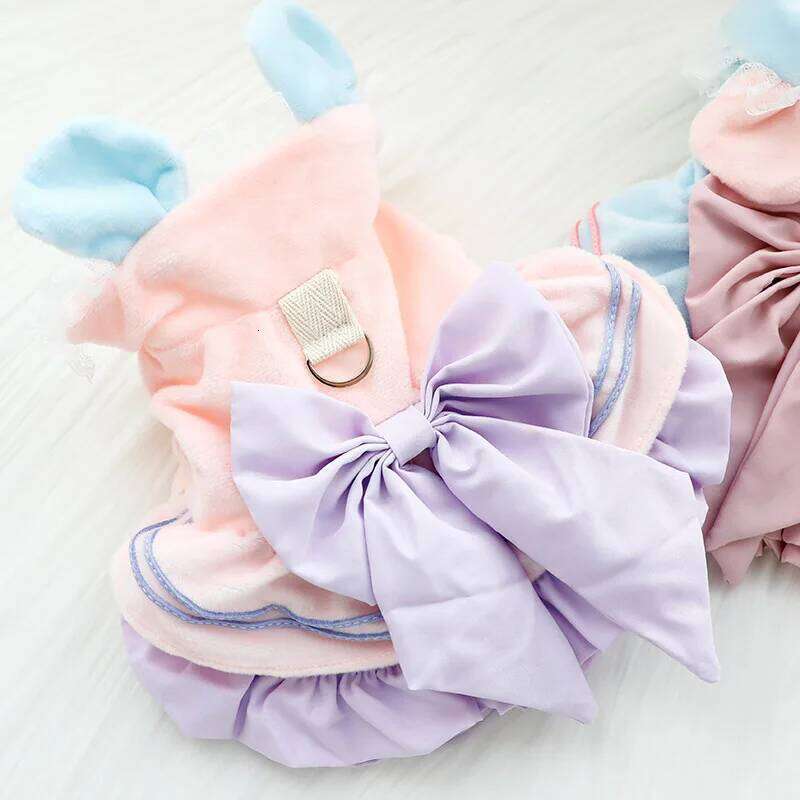 Autumn Winter Thick Pet Dress Dogs Cats Princess Style With Cute Bowknot, Warm Soft Girlish Outfit For Small Dog H260129