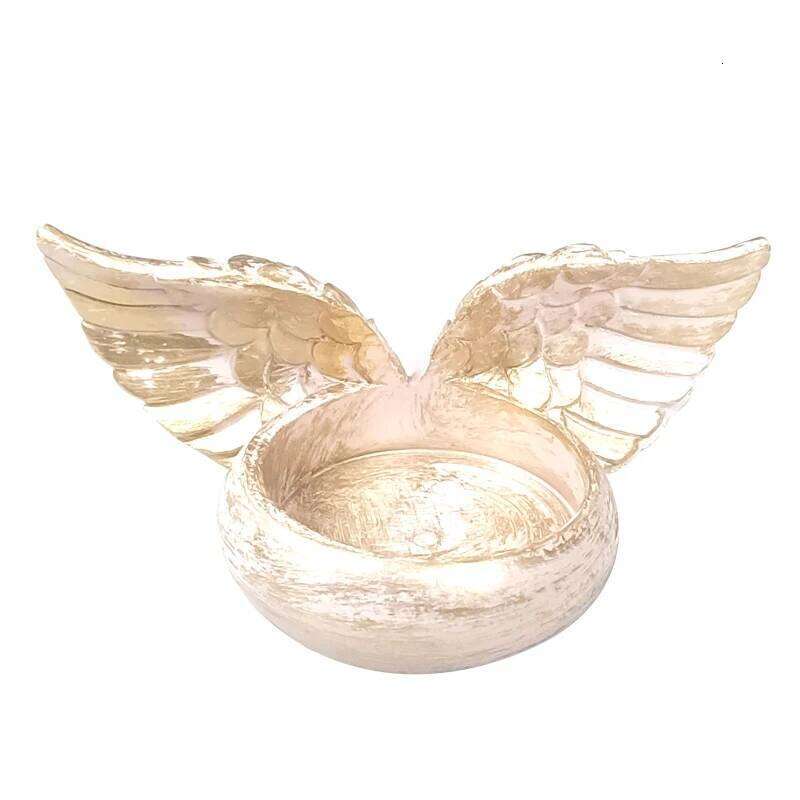 Angel Wings Candle Holder Resin Statue Decoration Prayer Candlestick for Home Wedding Christmas Church Memorial Gifts Y260131