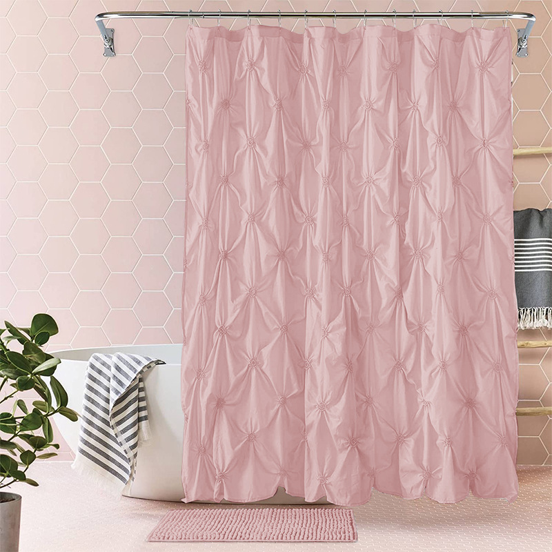 YL-38253 Digital Printed Double-Layer Large Ring Polyester Shower Curtain - Waterproof and Mildew-Proof, Floral Pattern Bathroom Curtain