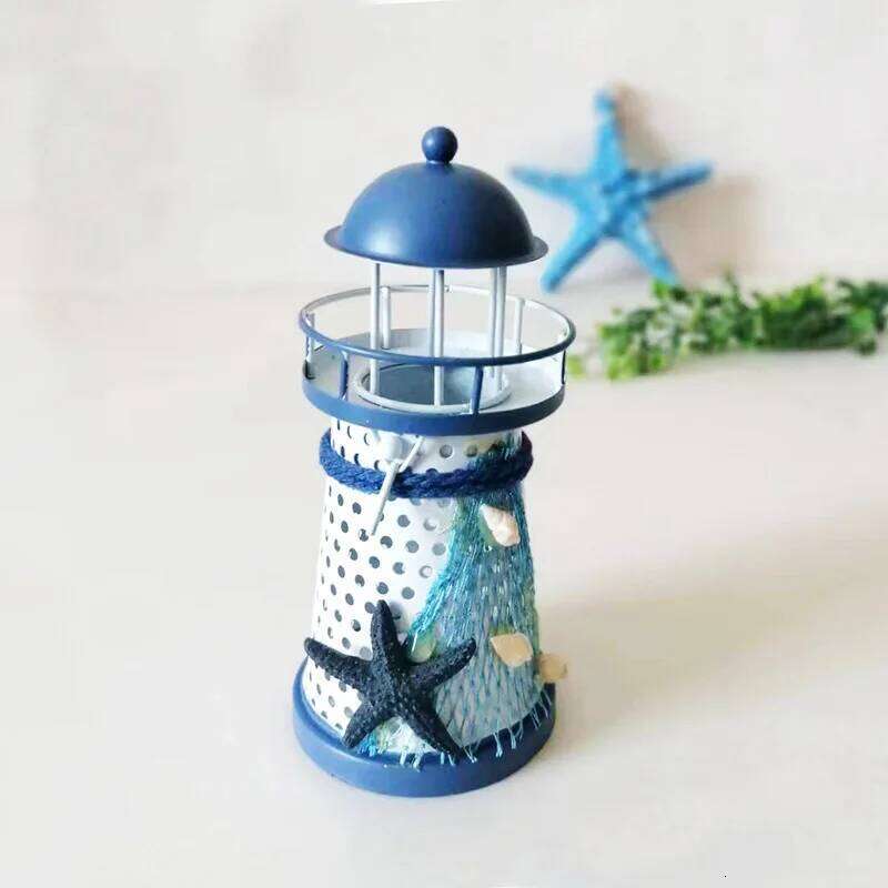 Hot-selling Handmade Mediterranean-style Lighthouse Wrought Iron Holiday Candlestick Candle Holder Home Decor #LL Y260131