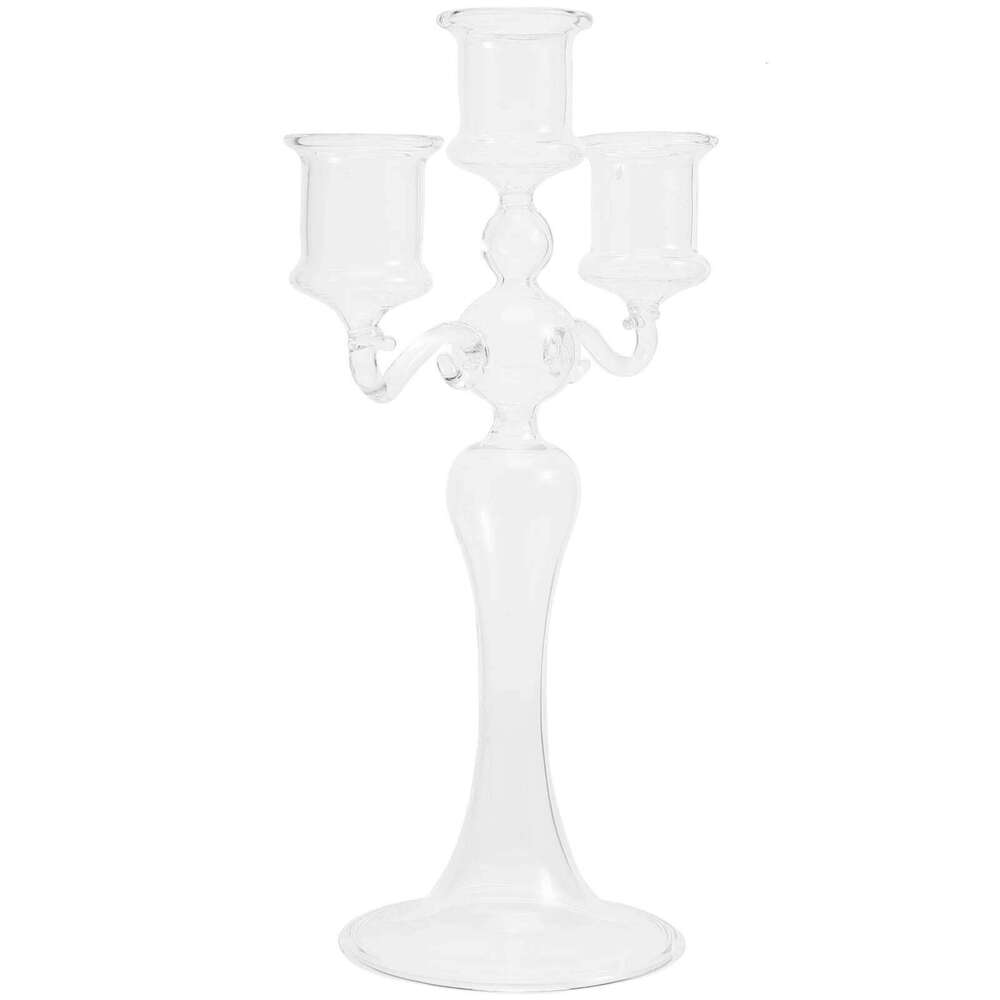 Clear Glass Candlestick Holder Smooth Polished Surface Perfect for Christmas Weddings Valentine's Day Home Decoration Y260131