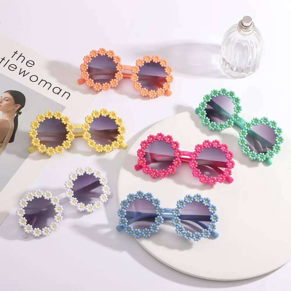 Round Flower Kids Sunglasses UV400 for Boy Girls Lovely Baby Daisy Sun Protection Cute Sport Shades Children Outdoor Eyewear H260130
