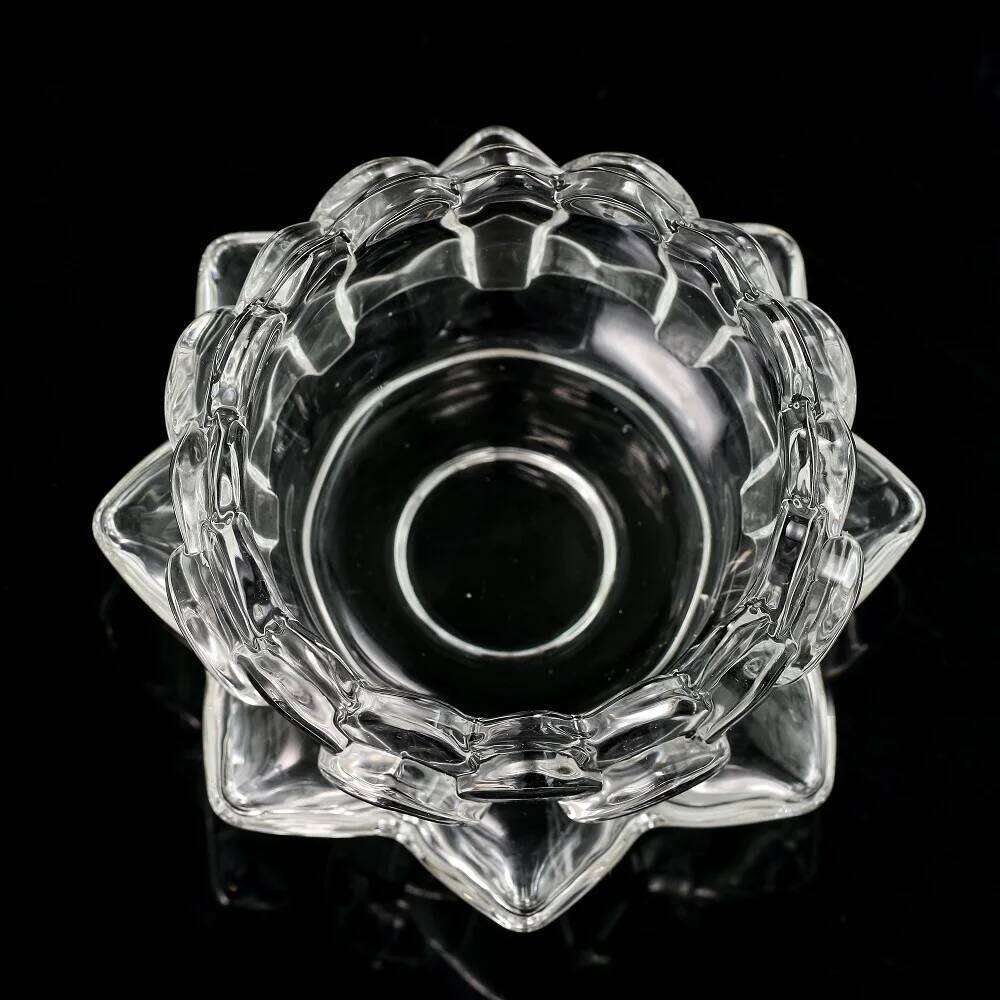 3D Crystal Lotus Tealight Candle Holder Glass Candlestick Votive Table Wedding Centerpieces Yoga Meditation Home Decor Ashtray Y260131