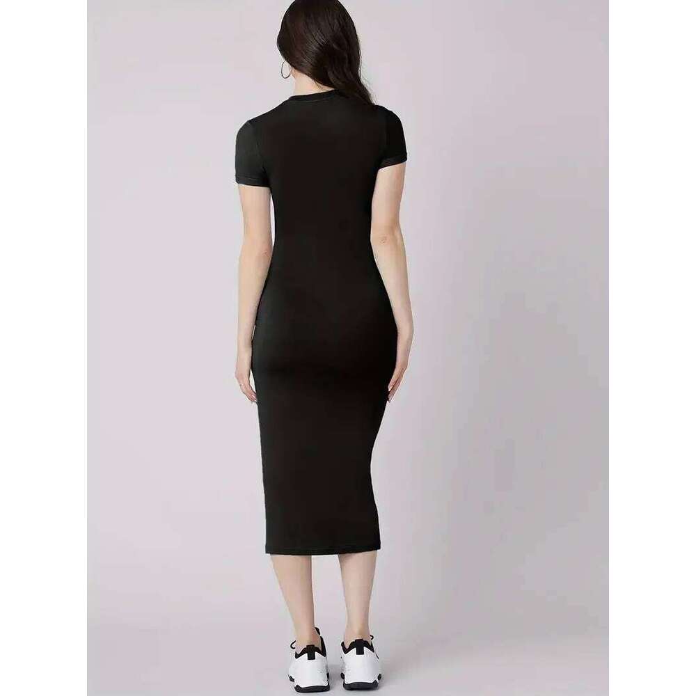 Women's Spring/Summer Colored Lipprint Letter Print Casual Slim Fit Round Neck Short Sleeve Sexy Dress XJ260131