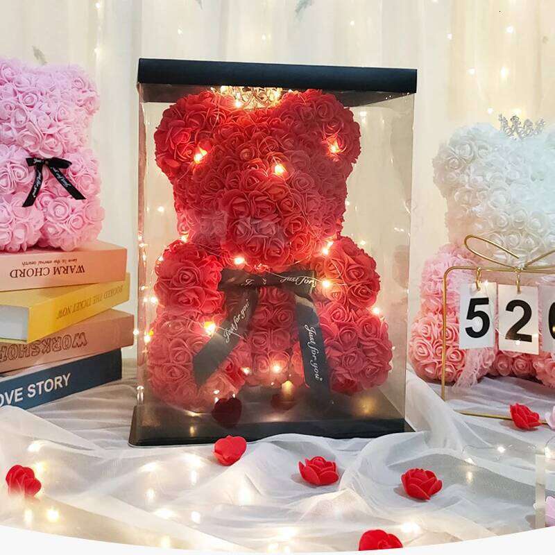 Artificial Flower Eternal Rose Teddy Bear Romantic Creative Gifts For Valentines Anniversary Wedding Birthday Mother's Day Y260131