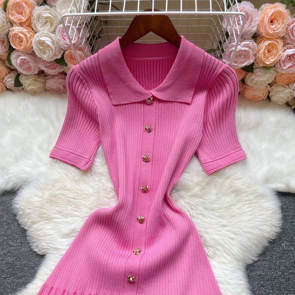 YuooMuoo Women 2025 New Brand Fashion Elegant Patchwork Big Swing Knitted Long Lady Luxury Shirt Sweater Dress Robe XJ260131