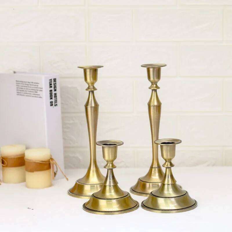 European Bronze Color Stand Stick Candle Holder Home Romantic Dinner Candlestick Wedding Party Table Centerpiece Decor Y260131