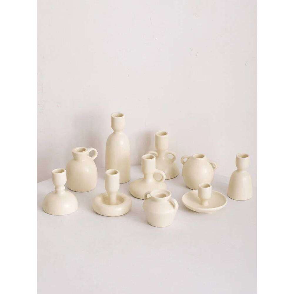 Ceramic Candle Holder Nordic Home Decoration Ins Cream Style Candlestick Wedding for Table Centerpiece Room Vintage Decor Y260131