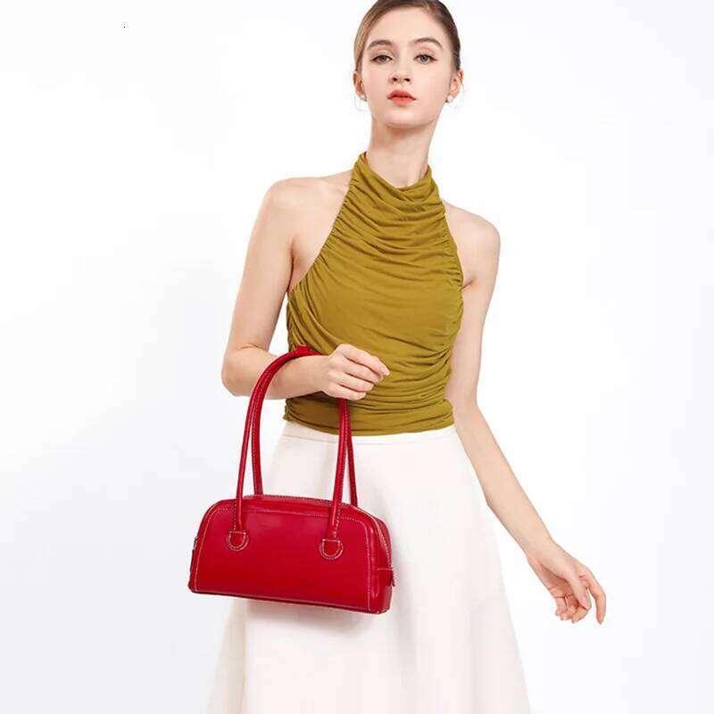 PU Leather Versatile Large Capacity Soft Tote Handbag Solid Color Elegant Underarm Travel Party Shoulder Bag