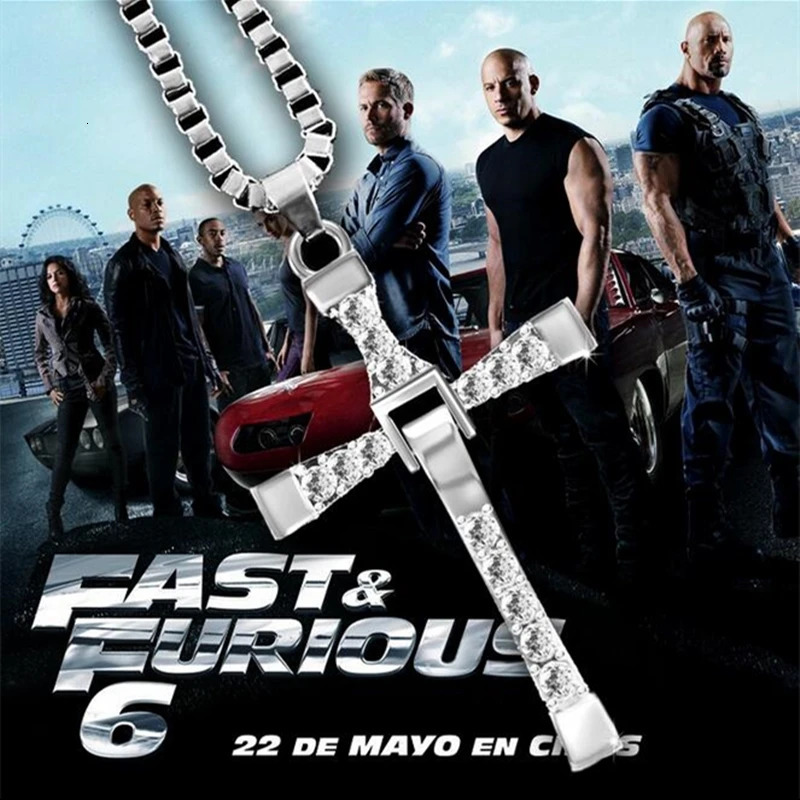 Sell The Movie Fast and Furious Pendant Necklace Dominic Toretto Cross Mens Pendants For Men Jewelry Crystal 260128
