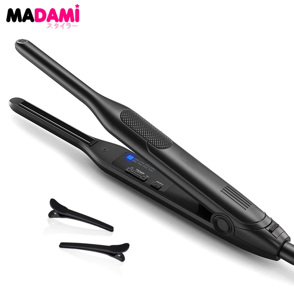 Hair Straightener Curler Professional Ceramic Coating Thinnest Plate Pencil Flat Irons For Short Hair Mens Beard Styler 260126