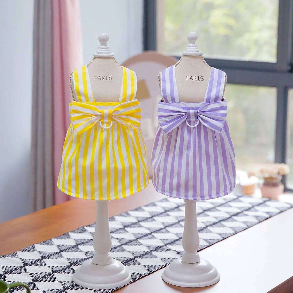 Spring Summer Cat Puppy Striped Princess Dress for Small Dog Skirt Pet Apparel H260129