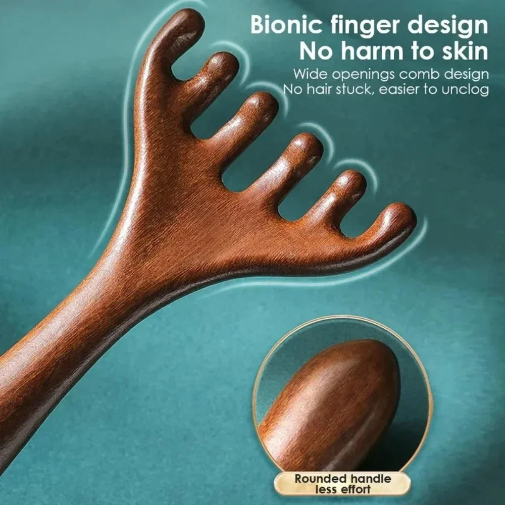 6-Claw Head Massager Wooden Meridian Massage Comb Body Gua Sha Tool -static Promote Blood Circulation Cepillo Para Cabello 260127