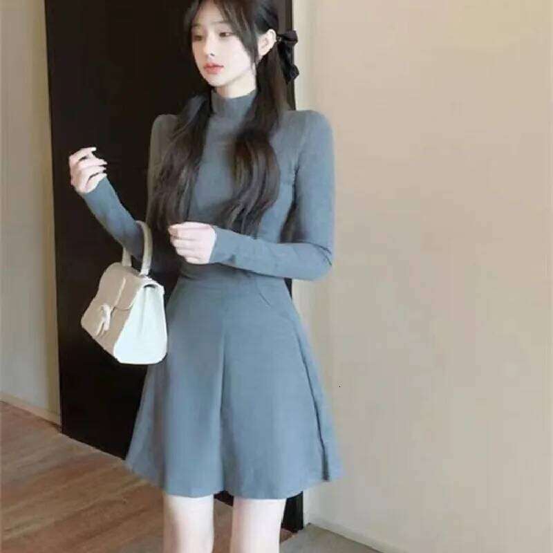 Half Turtleneck Waisted Inner Dress Women's Coat Spring Autumn Bottoming Short Skirt XJ260131