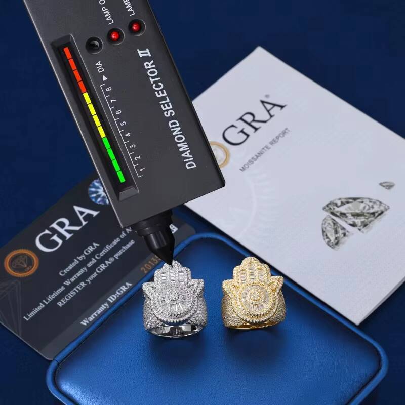 Eyes Hamsa Hand S925 Iced Out Rings for Men Hip Hop Luxulry Finger Sterling Silver Fine Jewelry