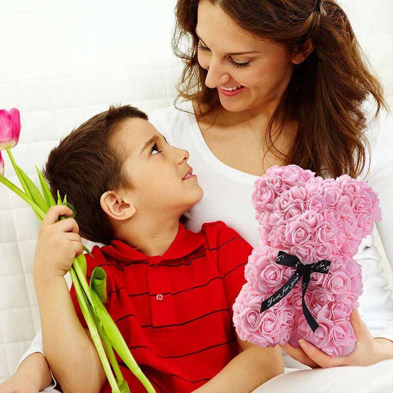 Girlfriend Gifts 25cm/40cm Soap Foam Teddy Rose Bear Artificial Flowers Wedding Birthday Valentines Gift for Women Y260131