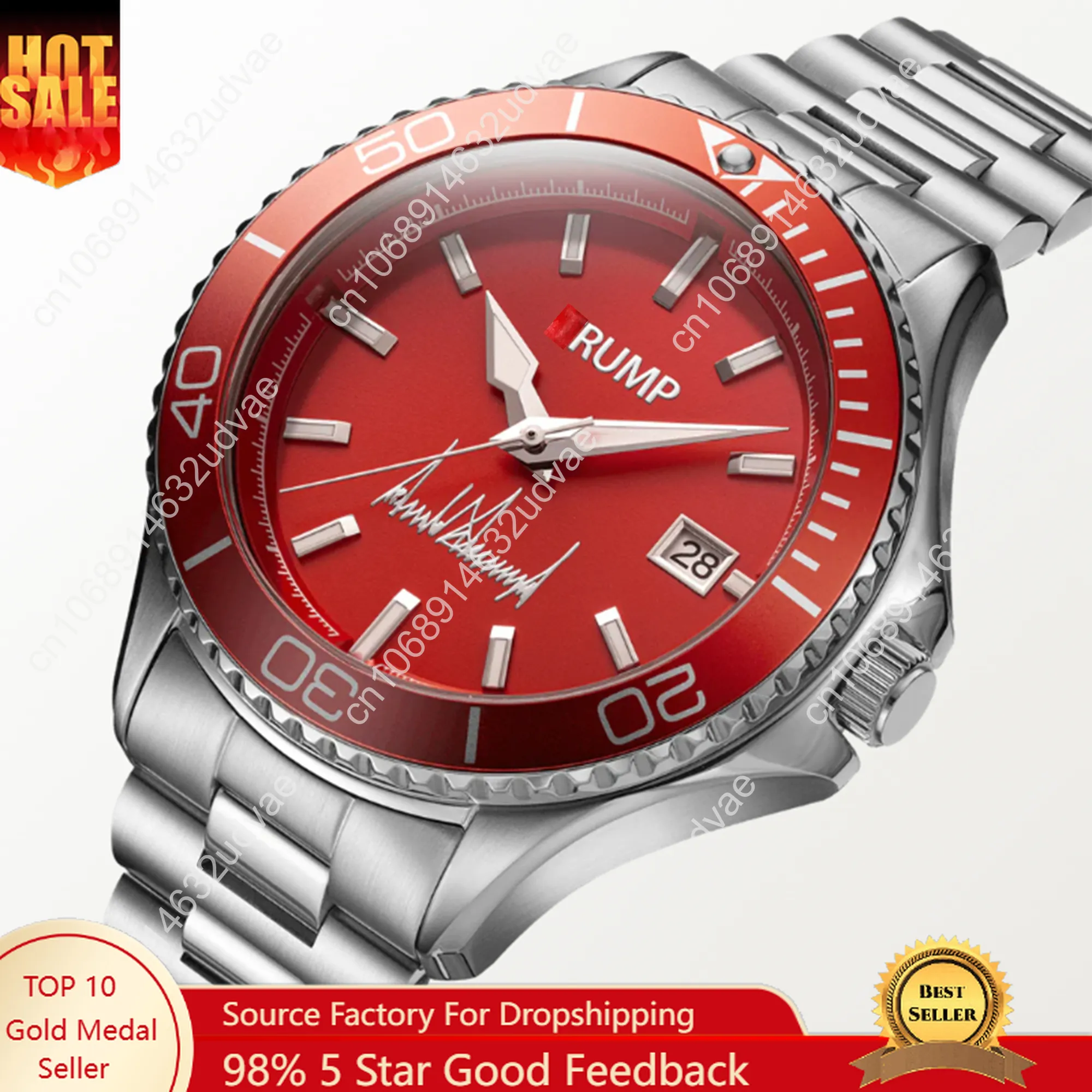 Red Watch Victory Beauty FIGHT 2024 Never Surrender Mens Womens Wrist Watches With Gift Box
