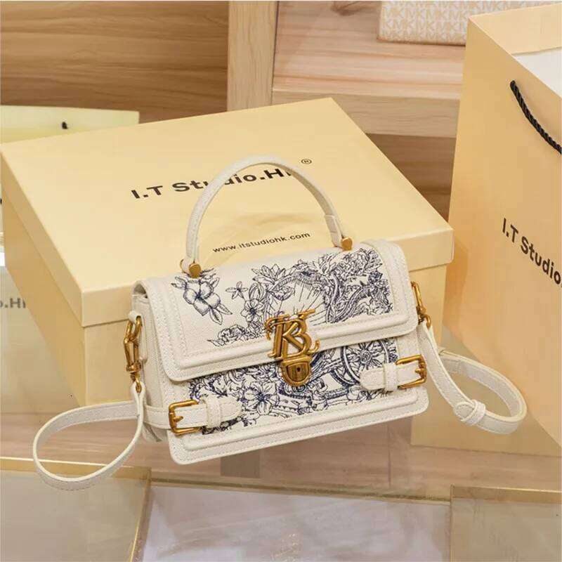 Women's handbag, women's 2024 new high-end texture summer designer single shoulder crossbody embroidered square bag