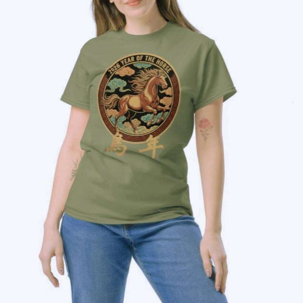 2026 of The Horse T-Shirt Chinese Zodiac Tee Lunar New Year Unisex Tops Creative Design Men Women Fashion Holiday Tshirt C260131