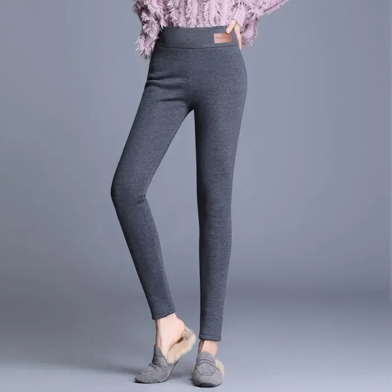 2024 UZZDSS Winter Pants Thermal Leggings High Waisted for Women Flannel Streetwear Trousers Casual 5XL Suit 260120