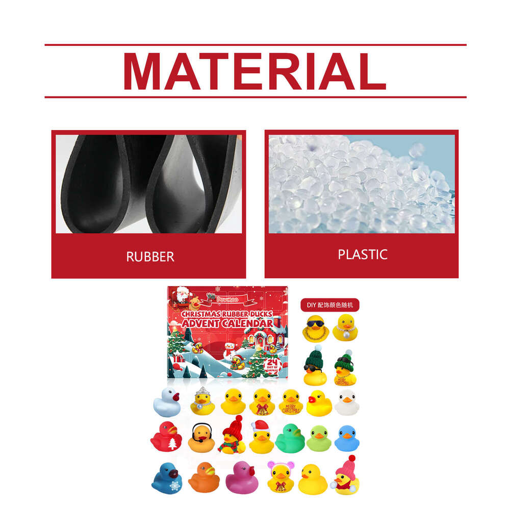 Dowmoo 24-Grid Advent Rubber Little Yellow Duck Christmas Blind Box Cartoon Toy Children's Gift S260131