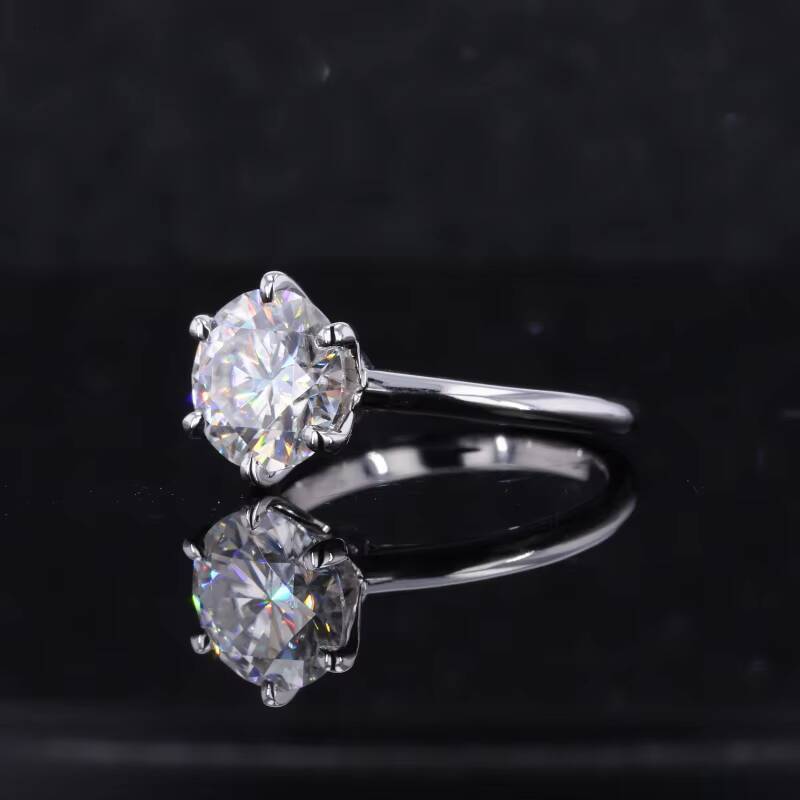 Starsgem Solitaire Style Ring 14k White Gold 25ct Round Brilliant Cut Moissanite Engagement Ring