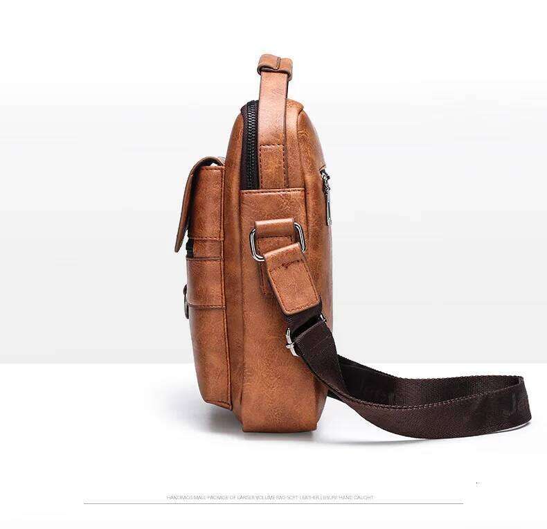 Cross-border business men's single-shoulder bag - large capacity, wear-resistant PU cross-body bag, multi-functional, water-resi