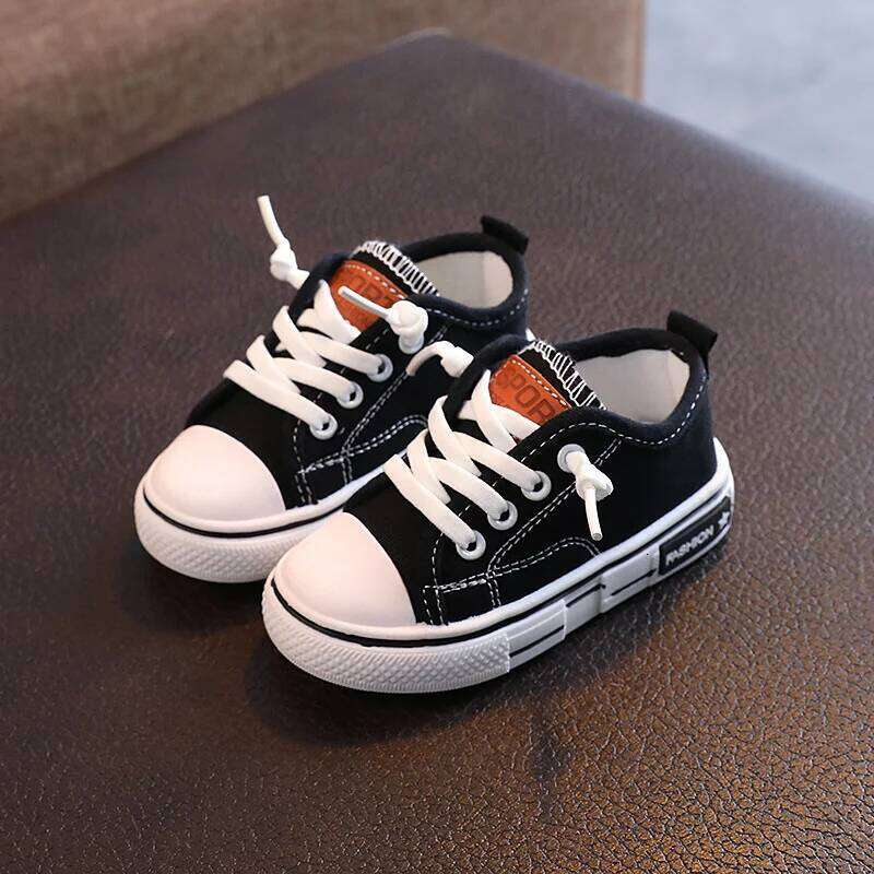2023 Spring New Kids Canvas Solid Red Light School Casual Shoes Girls Non-slip Fashion Children Unisex Sneakers Y260128