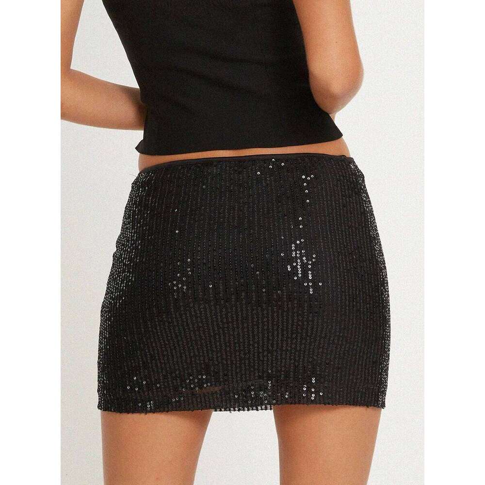 Women Bodycon Sequin Mini Skirts Sparkly Short Pencil Glitter Skorts for Events and Holiday Party Skirt XJ260131
