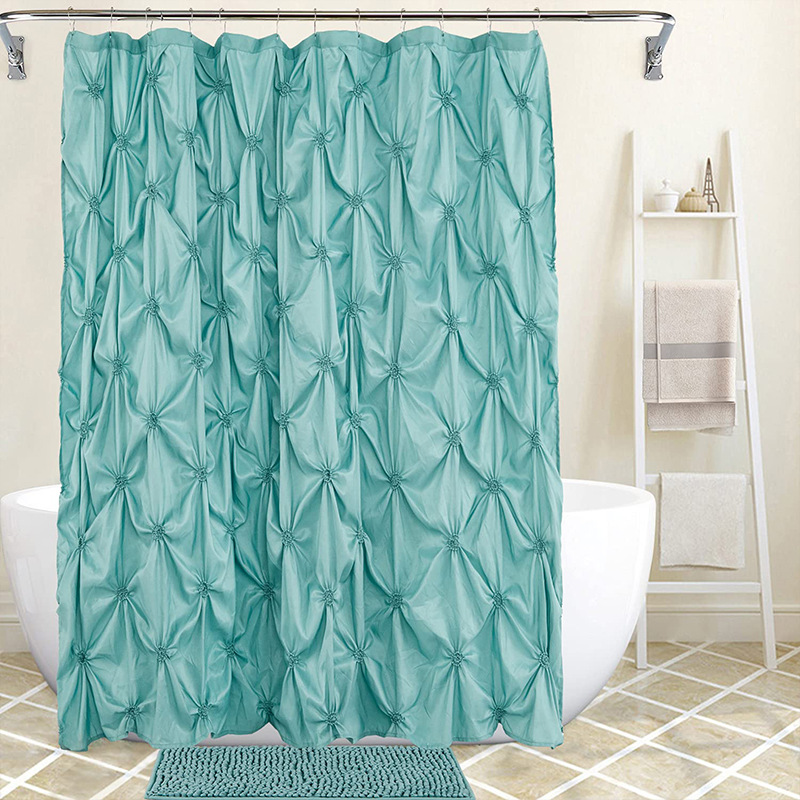 YL-38253 Digital Printed Double-Layer Large Ring Polyester Shower Curtain - Waterproof and Mildew-Proof, Floral Pattern Bathroom Curtain