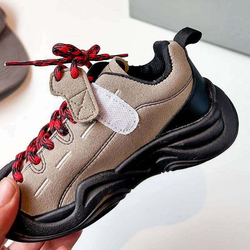 Children's Casual Sneakers 1-18 Years Old Leather Boys Girls Single Four Seasons Khaki Soft Non-slip Kids Outdoor Shoes Y260128