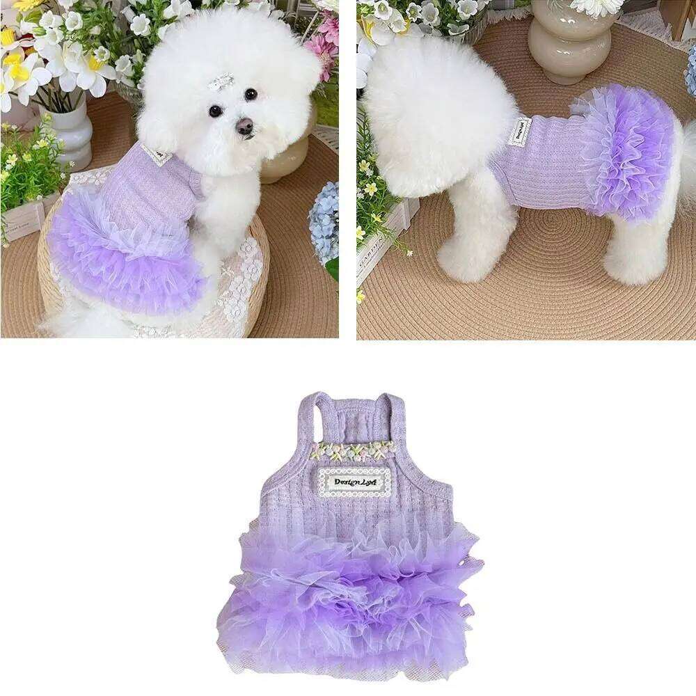 Fashion Lace Summer Thin Design Breathable Dog Princess Dress Mesh Lightweight Pet Costumes Puppy Apparel H260130