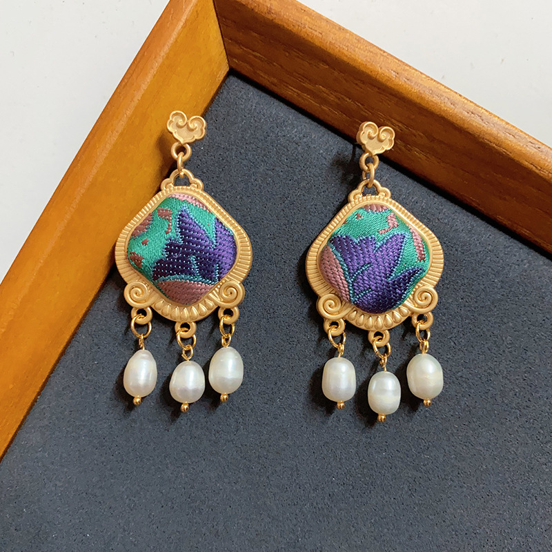 Exquisite New Chinese Style Handmade Tassel Earrings With Colorful Design Pearl Earrings High Quality Gifts Versatile Earrings