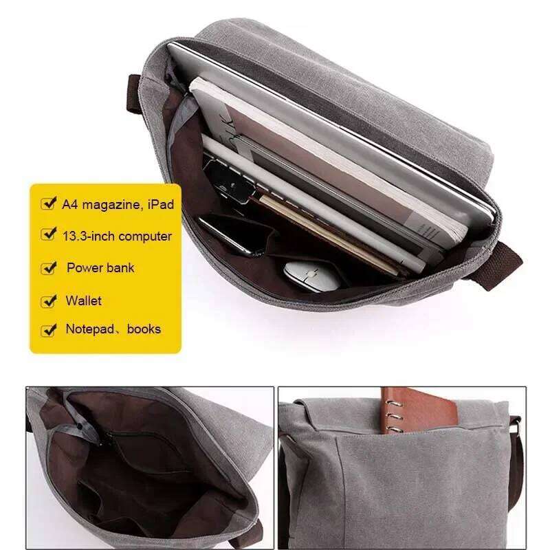 Fashion Cross Body New Men Canvas Crossbody Shoulder Messenger Bags Man Casual Solid Multi Function Portable Male Bag