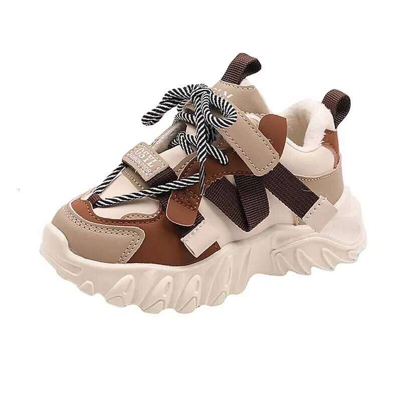 New Arrival Children Sneakers Pretty Silhouette Girl Running Pink Black Khaki Trendy Kids Boys Training Shoes Y260128