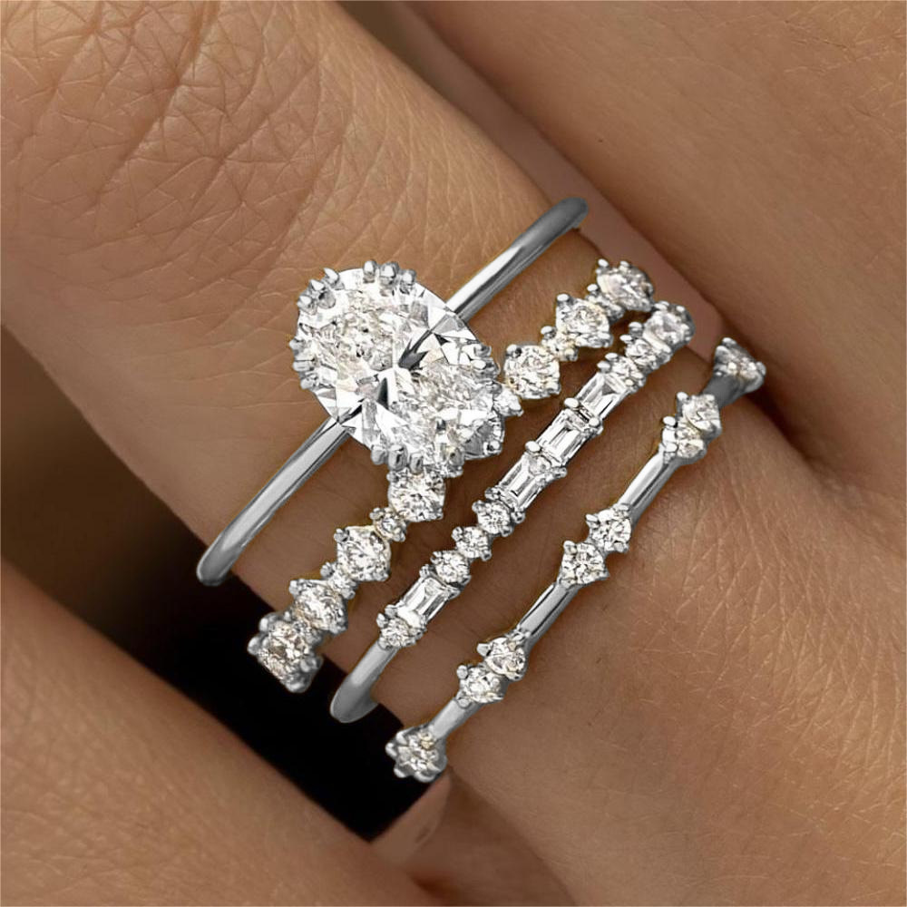 Stackable Non Tarnish Dainty 14K Gold Plated Thin Cubic Zirconia Thumb Ring Set Stack Trendy Statement Promise Wedding Bands Engagement Rings for Wome